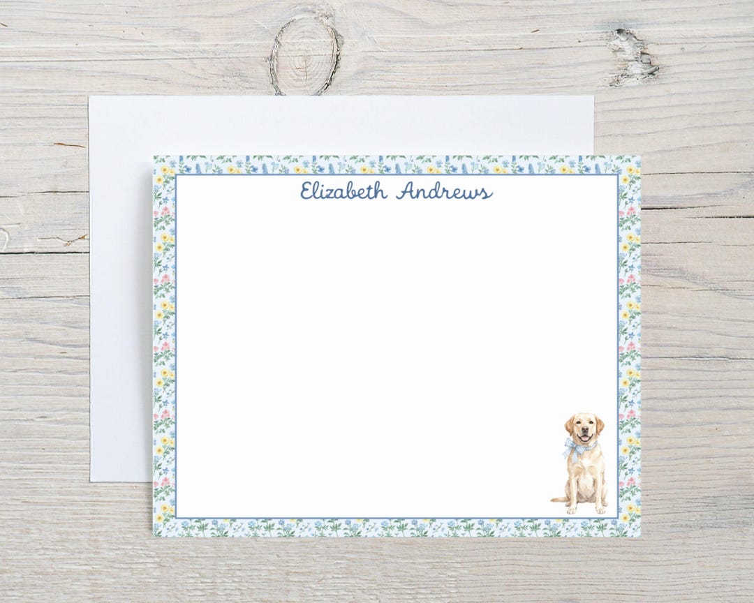 Custom Labrador Dog Note Card Set, Floral Stationery - Etsy