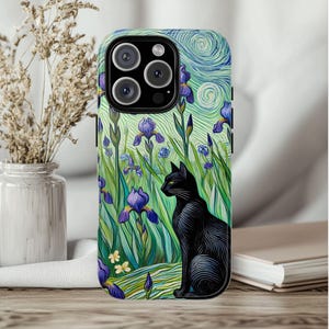 Van Gogh Phone Case Cat Meme Parody Cover for iPhone 16 Pro Max, 15 Plus, 14, 13, 12, 11, XS & Samsung S25, S24, A56, A55, Pixel 9 Pro, 8