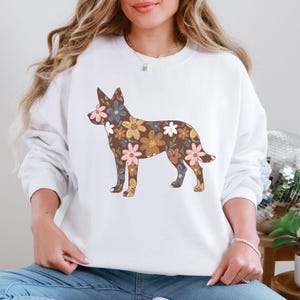 Australian Cattle Dog Boho Wildflower Sweatshirt, Floral Dog Mom Shirt, Cottagecore Crewneck Sweater, Gift for Dog Lover, New Dog Mama Gift
