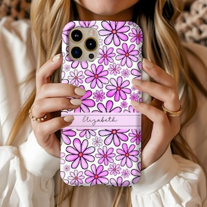 Custom Floral Daisy Phone Case for iPhone 15, 14, 13 Pro Max, iPhone Case Floral, Cute Flowers Personalized Phone Case for Samsung Galaxy