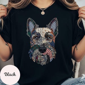 Scottish Terrier Faux Patchwork Shirt, Vintage Patchwork Dog Mom Tee image 4