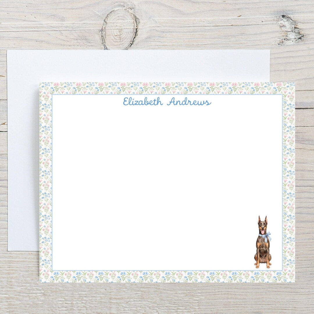 Note Pincher Custom Doberman Pinscher Dog Note Cards, Personalized Dog Notecard Set ...