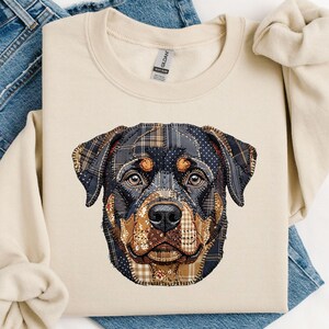 Sweat-shirt Rottweiler en faux patchwork : Pull Cottagecore Dog Mom