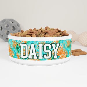 Preppy Floral Pet Food Bowl Dog Gift Cat Bowl Personalized Pet Gift Water Bowl Custom Dog Bowl With Name Small Pet Bowl & Large Pet Bowl