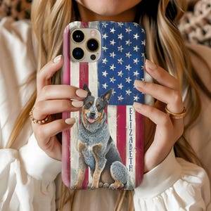 Personalized Australian Cattle Dog Lover Phone Case, Custom Tough Phone Cover, Patriotic Pet Accessory, Unique Gift for Dog Owners
