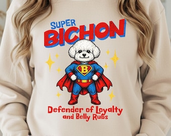 Superheld Bichon Frise Sweatshirt, Vintage Comic Hundeliebhaber Geschenk