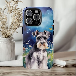 Schnauzer Phone Case, Dog Phone Cover, Dog Portrait Phone Case, Dog Lover Unique Gift, Pet Portrait Memorial, Dog Mom Gift