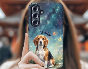Personalisierte Beagle Sternenwiese Samsung Galaxy Google Pixel Handyhülle | Hund Handytasche