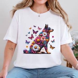 Australian Cattle Dog Wildflowers Shirt, Floral Heeler Dog Lover Crewneck, Botanical Heeler Mom Pullover, Gift for Blue or Red Heeler Owner