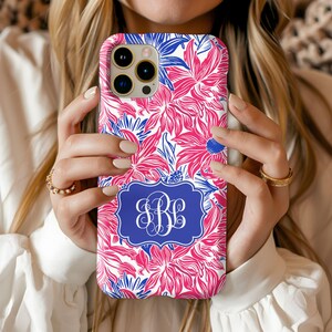 Patriotic Floral Phone Case,  July 4th Floral Phone Cover, Personalized Tough Cases, Unique Gift for Her, Monogram Case, Flower Pattern