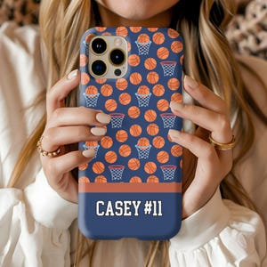 Personalized Basketball Phone Case for Basketball Fan, Custom Gift for Basketball Player, Customized Valentine Day Phone Case for Girlfriend