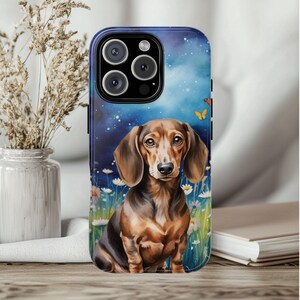 Dachshund Phone Case, Doxie Dog Phone Cover, Pet Portrait Phone Case, Dog Lover Unique Gift, Pet Portrait Memorial, Dog Mom Gift