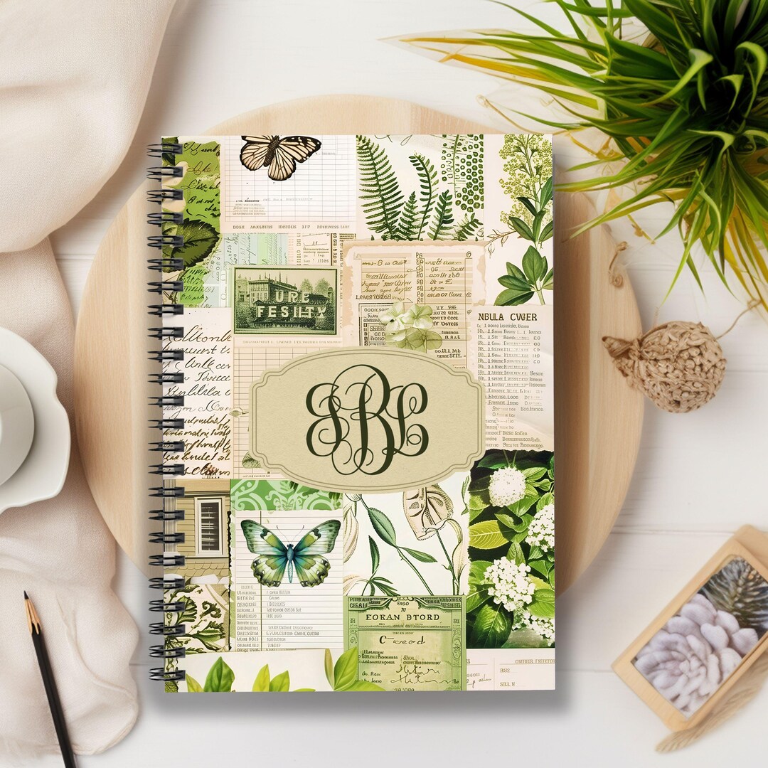 Botanical Spiral Notebook - Monogrammed Floral Journal, Perfect for ...