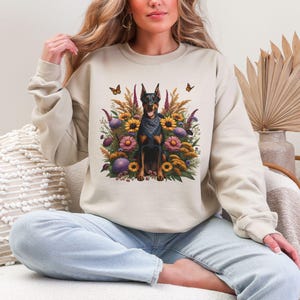 Doberman Sweatshirt Wildflower Sweater Doberman Shirt Doberman Sweater Doberman Gifts Doberman Mom Crewneck Doberman Dogs Shirt Doberman
