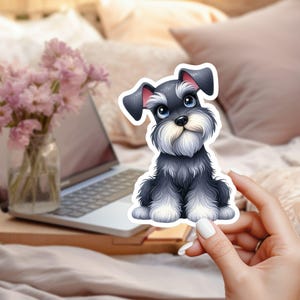 Adorable Schnauzer Dog Kiss-Cut Stickers  Perfect for Pet Lovers, Laptop Decor, Gift for Dog Owners, Cute Puppy Art, Customizable