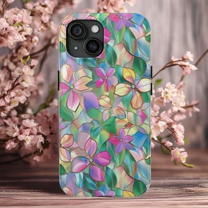 Romantic Floral Aesthetic Stained Glass Phone Case for iPhone 16 iPhone 15 iPhone 14 iPhone 13 pro max, Wildflower Phone Case