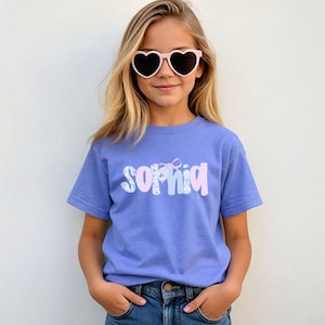 Personalized Name Shirt Girl Name Shirt, Coquette Bow Shirt Custom Name Shirt, Back to School, Girl Birthday Gift Kids Preppy Bow T Shirt
