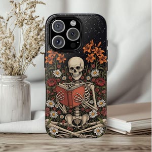 Tarot Reader Phone Case Dark Academia Skeleton Floral iPhone 16 15 14 13 12 11 Pro Max Plus X Samsung Galaxy S25 S24 Ultra Google Pixel 9 8