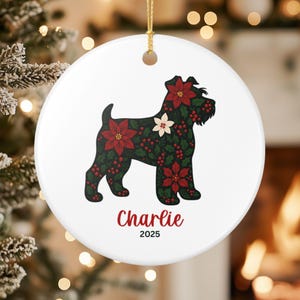 Custom Schnauzer Christmas Ornament, Personalized Schnauzer Ornament, Schnauzer Gifts for Owners, Custom Dog Keepsake, New Dog Name Ornament