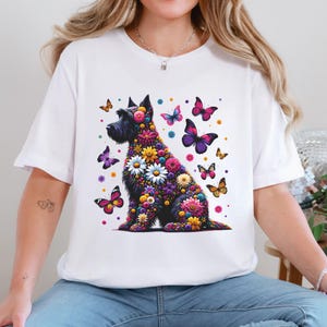 Scottish Terrier Wildflowers Shirt, Floral Scottie Dog Lover Crewneck, Botanical Scottie Mom Pullover, Gift for Scottish Terrier Owner