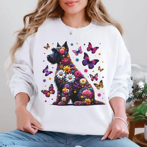 Scottish Terrier Wildflowers Shirt, Floral Scottie Dog Lover Crewneck, Botanical Scottie Mom Pullover, Gift for Scottish Terrier Owner