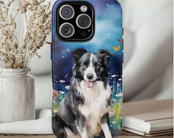 Border Collie Phone Case, Dog Phone Cover, Pet Portrait Phone Case, Dog Lover Unique Gift, Pet Portrait Memorial, Dog Mom Gift