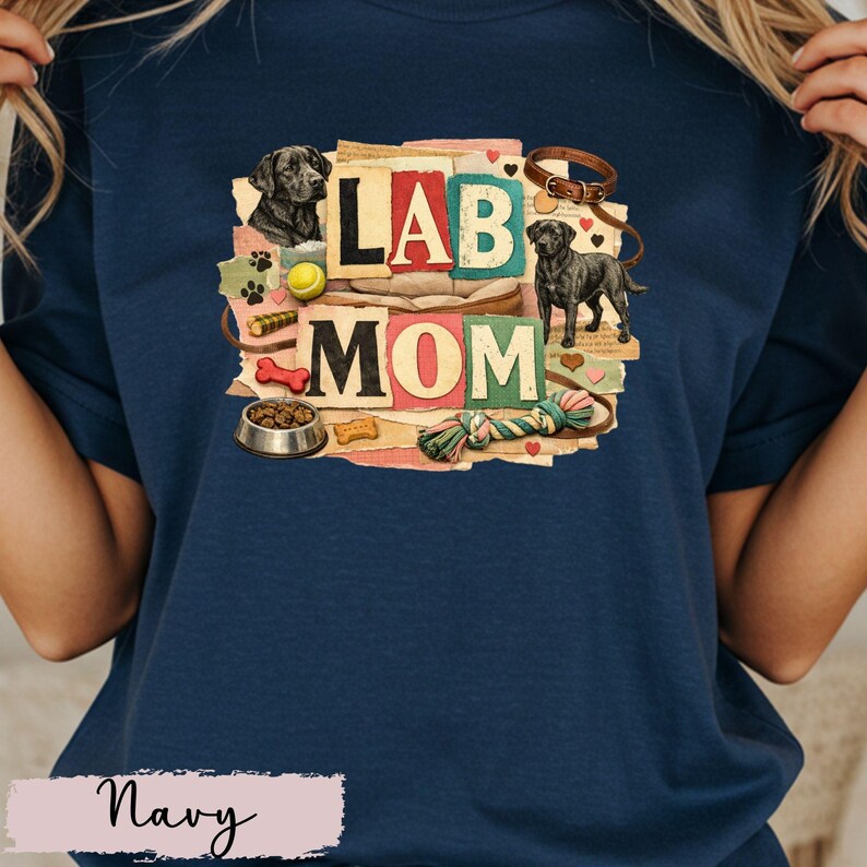 Lab Mom Collage T-shirt, Black Labrador Retriever Dog Mom Tee, Mothers ...