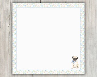 Post-it con civetteria a forma di carlino, blocco note adesivo con angoli floreali per cani