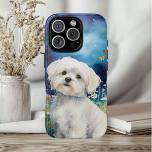 Maltese Phone Case, Dog Phone Cover, Pet Portrait Phone Case, Dog Lover Unique Gift, Pet Portrait Memorial, Dog Mom Gift