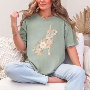 Chemise fleurie bouledogue français Comfort Colors®, t-shirt fleurs sauvages pour maman chien Frenchie, t-shirt cottagecore, cadeau pour amoureux des chiens, maman propriétaire de chiot