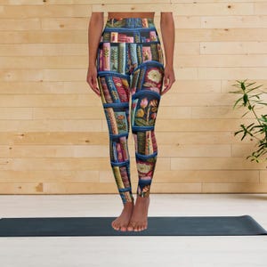 High Waisted Bookish Leggings Yoga Pants Floral Tights for Book Lovers Fashion Stretch Legging Casual Pants Gift for Women