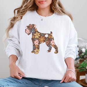 Schnauzer Dog Boho Wildflower Sweatshirt, Floral Dog Mom Shirt, Cottagecore Crewneck Sweater, Gift for Dog Lover, New Dog Owner Mama Gift