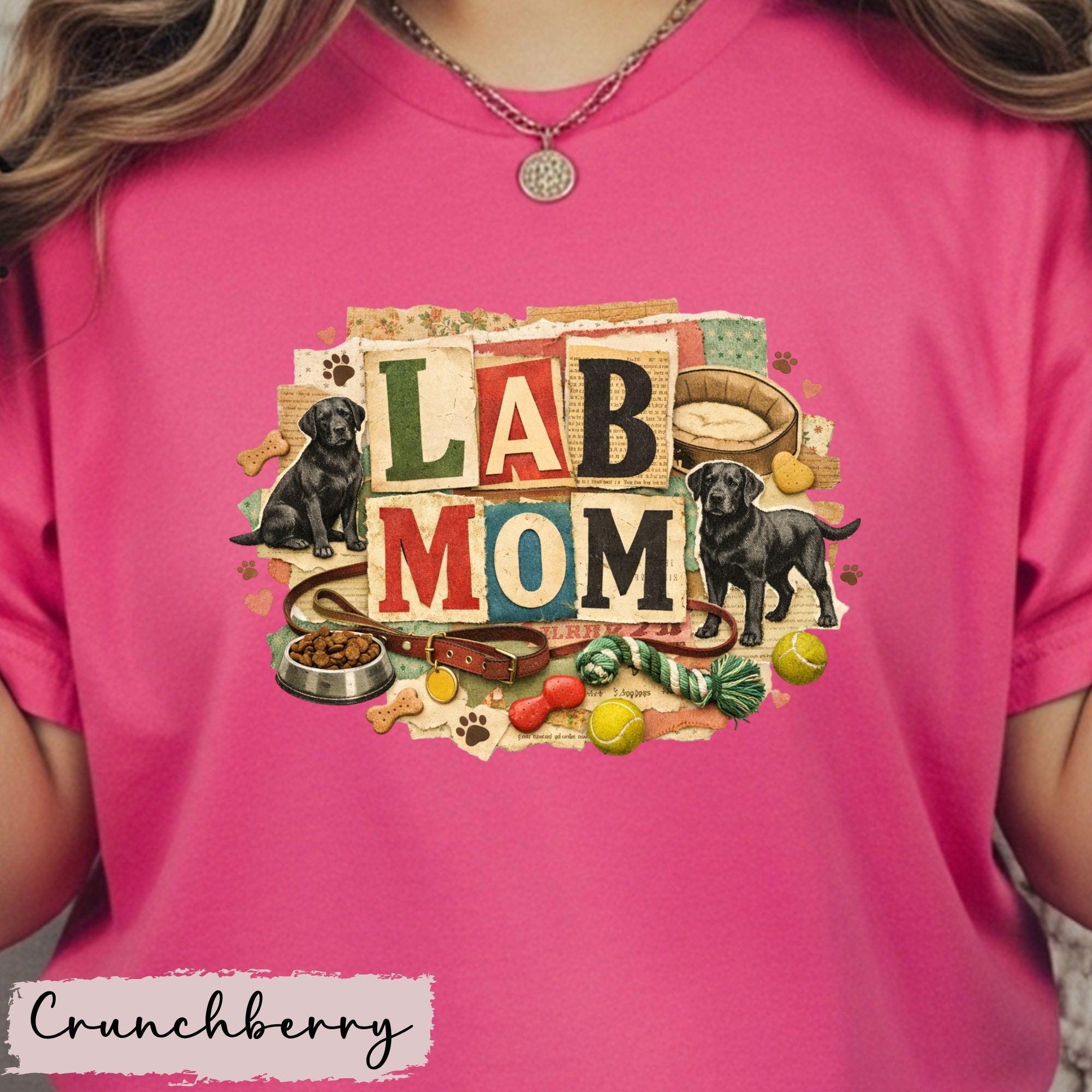 Lab Mom Collage T-shirt, Black Labrador Retriever Dog Mom Tee, Mothers ...