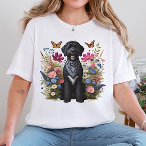 Portuguese Water Dog Shirt for Dog Lovers, Portuguese Water Dog Gifts for Dog Owners, Wildflower Shirt for Dog Moms, Dog Memorial Shirt