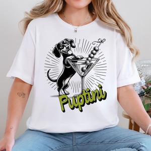 Dachshund Puptini Shirt, Cocktail Weenie Funny Dachshund Shirt, Dachshund, Wiener Dog, Doxie, Dachshund Gift, Doxie Mom Tee, Retro Dog Shirt