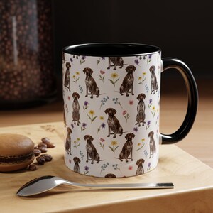 Deutsch kurzhaariger Zeiger Blumenakzent-Kaffeetasse, 11 Unze und 15 Unze, APS-Hundeteetasse-Geschenk