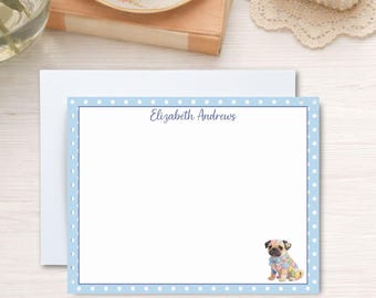 Set di biglietti di auguri personalizzati a forma di carlino, biglietti di ringraziamento per cani