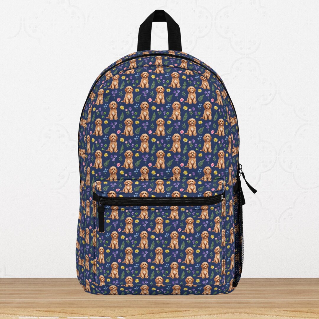 Cavapoo Dog Backpack, Navy Blue Floral Print, Dog Lover Gift - Etsy