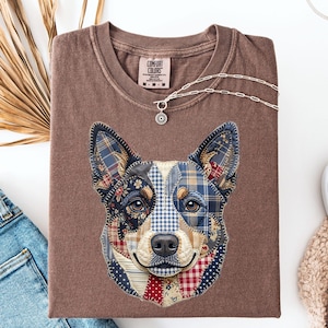 Australian Cattle Dog Faux Patchwork Shirt – Heeler Mom Comfort Colors Tee