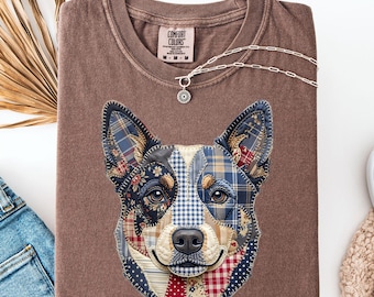 Australian Cattle Dog Faux Patchwork Shirt – Heeler Mom Comfort Colors Tee