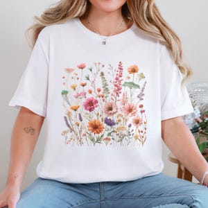 Comfort Colors® Vintage Pressed Flowers Shirt Botanical Floral Tshirt Boho Cottagecore Tee Wildflowers Floral T Shirt Gift for Gardener