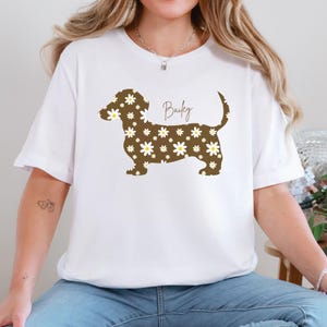 Comfort Colors® Floral Dackel Shirt, Doxie Hundemama Wildblumen T-Shirt, Cottagecore Boho Tee, Geschenk für Hundeliebhaber, Welpen Besitzer Mama