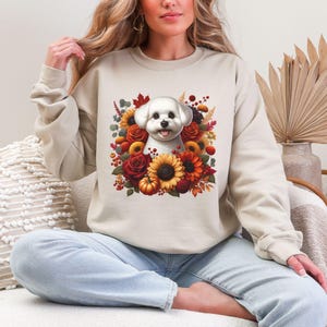 Bichon Frise Floral Dog Mama Shirt Gifts Hers For Dog Mom Person Sweater, Wildflower Dog Shirt for Person, Flower Dog Lover Mama Sweatshirt