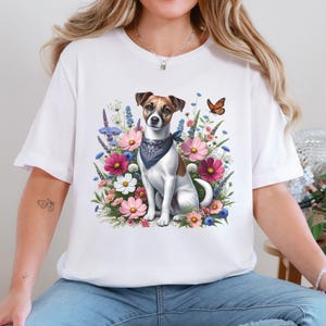 Floral Jack Russell Shirt, Jack Russell Lover Shirt, Jack Russell Art Shirt, Dog Owner Gift, Jack Russell Mom Shirt, Jack Terrier Shirt, Mom