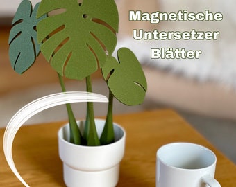 Monstera mit magnetischen Blättern als Untersetzer - 3D gedruckte Untersetzerpflanze - Deko - Zimmerpflanze - Pflanze