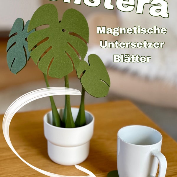 Monstera mit magnetischen Blättern als Untersetzer - 3D gedruckte Untersetzerpflanze - Deko - Zimmerpflanze - Pflanze