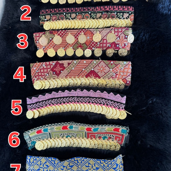 Palestinian embroidered coin head band for girls/tatreez head piece palestine traditional headdress