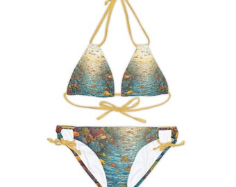 Coral Reef, Fishes and Water - Strappy Bikini Set (AOP)
