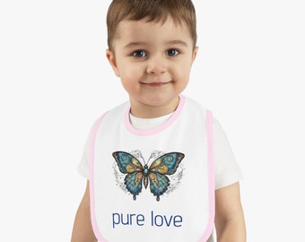 Pure Love Butterfly - Baby Contrast Trim Jersey Bib