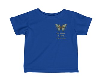 Mi nombre es Amor, diseño único con mariposa: camiseta de punto fino para bebé